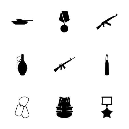 Vector black military icons set on white backgroundのイラスト素材