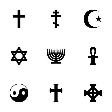 Vector religious symbols icon set on white backgroundのイラスト素材