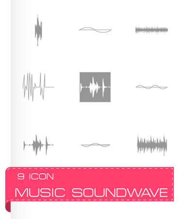Vector music soundwave icons set on grey backgroundのイラスト素材