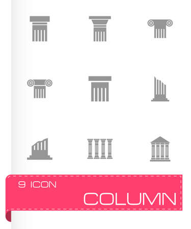 black column icon set on grey backgroundのイラスト素材