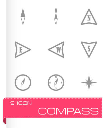 black compass icons set on white backgroundのイラスト素材