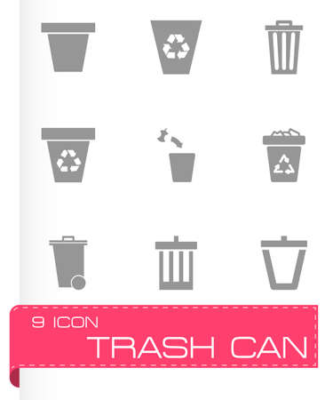 trash can icon set on grey backgroundのイラスト素材