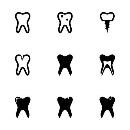 teeth icon set on white backgroundのイラスト素材