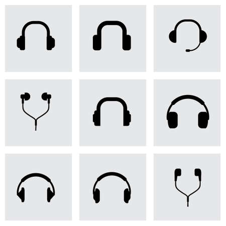Vector headphone icon set on grey backgroundのイラスト素材