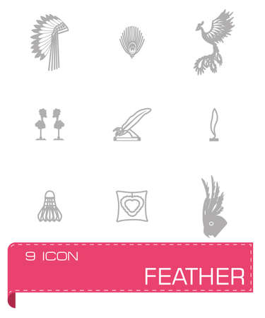 Vector Feather icon set on grey backgroundのイラスト素材