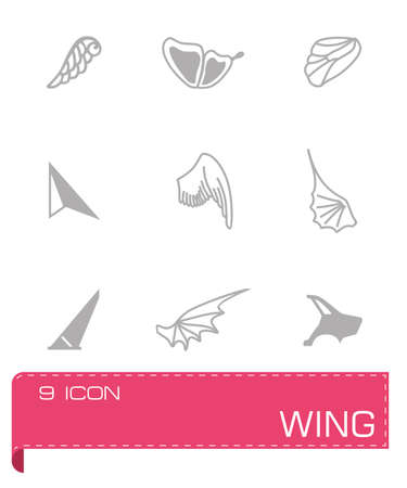 Vector Wing icon set on grey backgroundのイラスト素材