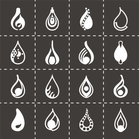 Vector Drop icon set on black backgroundのイラスト素材