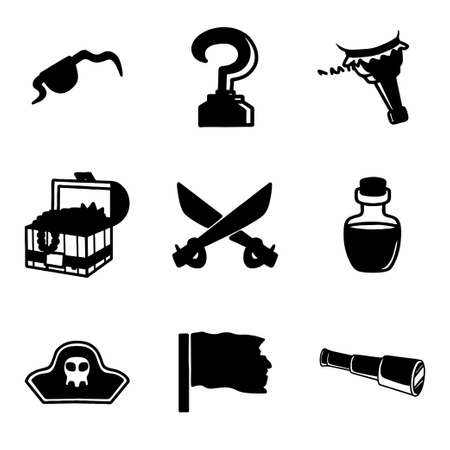 Vector Pirate icon set on white backgroundのイラスト素材