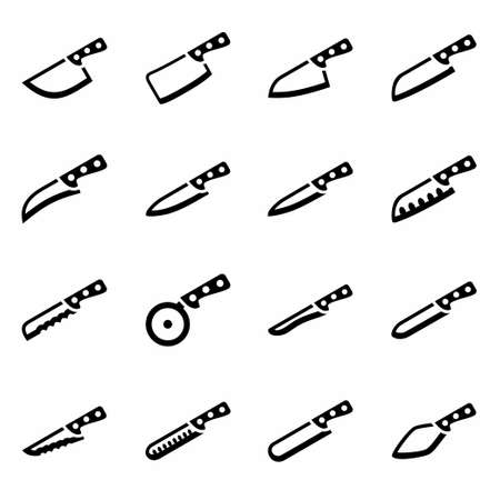 Vector Kitchen knife icon set on white backgroundのイラスト素材