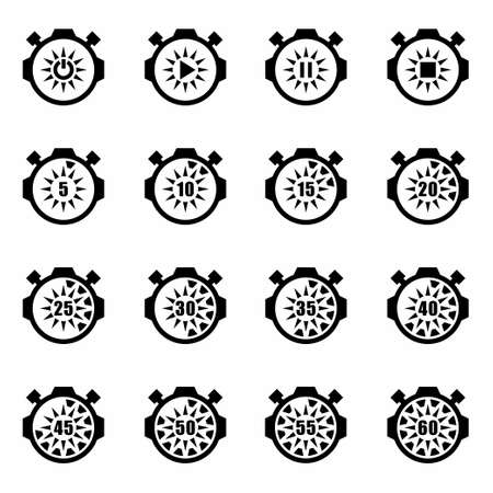 Vector Stopwatch icon set on white backgroundのイラスト素材