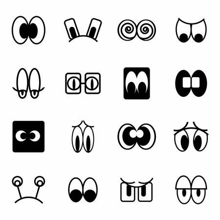 Vector Cartoon eyes icon set on white backgroundのイラスト素材