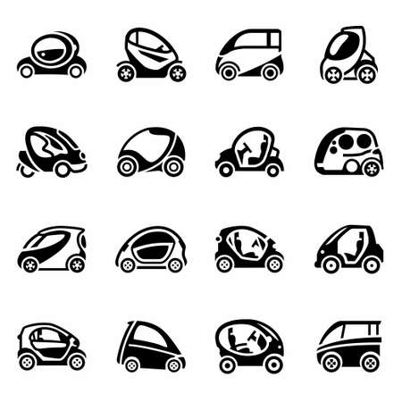 Vector Electric car icon set on white backgroundのイラスト素材