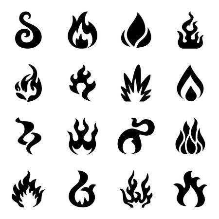 Vector Fire icon set on white backgroundのイラスト素材