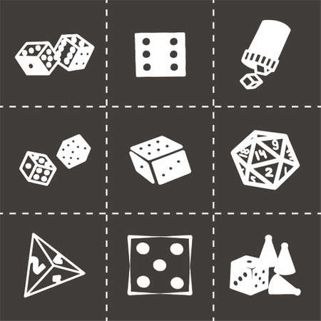 Vector Dice icon set on black backgroundのイラスト素材