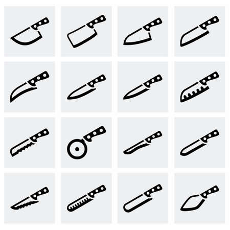 Vector Kitchen knife icon set on grey backgroundのイラスト素材