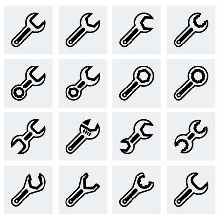 Vector Settings wrench icon set on grey backgroundのイラスト素材