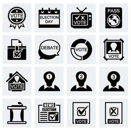 Vector Election icon set on grey backgroundのイラスト素材