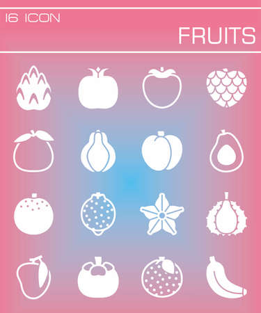Different fruits icon set.のイラスト素材
