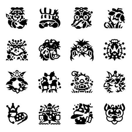 Vector Alice through the Looking Glass icon set on white backgroundのイラスト素材