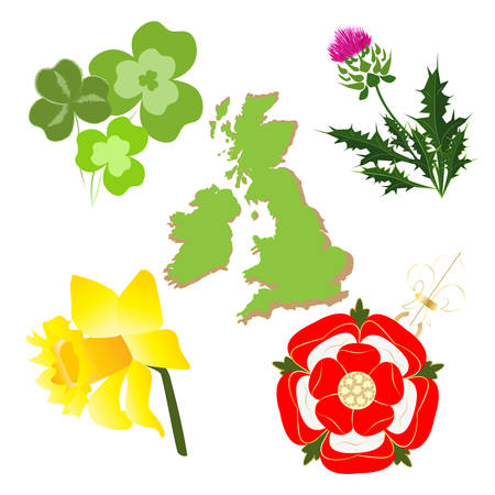 United kingdom symbols and map.のイラスト素材