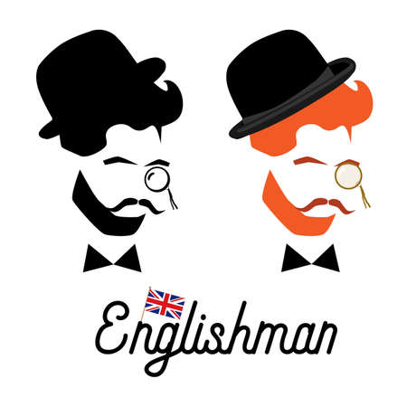 Englishman's head in bowler hat.のイラスト素材