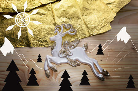 abstract landscape of deer in the mountainsの写真素材