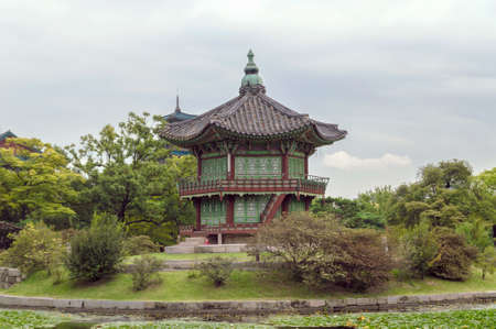 SEOUL, SOUTH KOREA,SEPTEMBER 12, 2015: traditional korean pagoda at Gyeongbokgung Palaceのeditorial素材