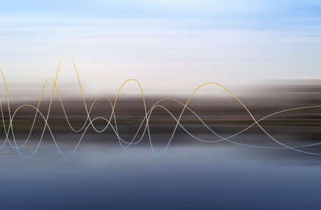 abstract blue and brown motion background with wavesの写真素材