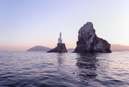 view on Deungdaedo (Lighthouse) Island in Busan from the seaの写真素材