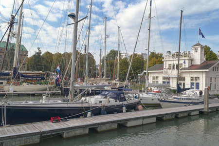 Rotterdam, The Netherlands, October 6, 2018: View of  Veerhaven ferry port in central Rotterdam