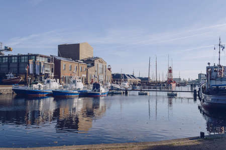 Den Helder, The Netherlands, October 13, 2018: view of canal in front of Rescue museum Dorus Rijkersのeditorial素材