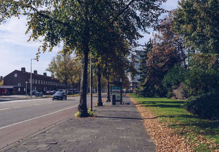 Amsterdam, The Netherlands, October 12, 2018: view of car and bus stop in Nieuw-West part of Amsterdamのeditorial素材