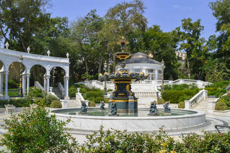 fountain and other buildings in Philharmonic Fountain Park in Bakuの写真素材
