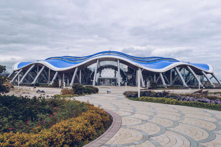 Vladivostok, Russia - October 06, 2020: View of exterior and surrounding park of Primorsky Aquqriumのeditorial素材