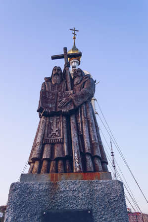 Vladivostok, Russia - October 07, 2020: close up view of Cyril and Methodius monumentのeditorial素材