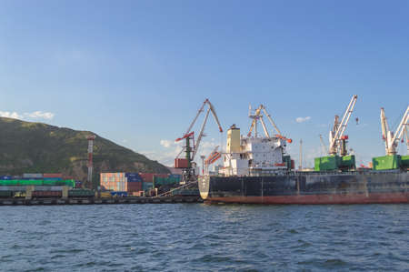 Vladivostok, Russia - October 07, 2020: Cargo shipping and goods management equipmentのeditorial素材
