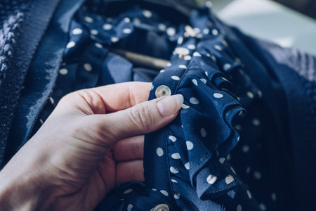 close up look at dress decorations and qualityの写真素材