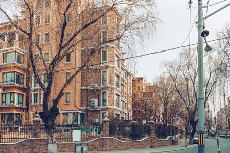 cityscape of Huaibeizhen in the winter time in Chinaの写真素材