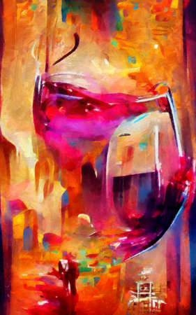 Wall fine art paining in oil mixed style, stock, contemporary impressionism artwork for sale, vibrant abstract art, colorful brush strokes, print for decoration canvas, case, paper, poster, cardの写真素材