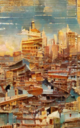 Wall fine art paining in oil mixed style, stock, contemporary impressionism artwork for sale, vibrant abstract art, colorful brush strokes, print for decoration canvas, case, paper, poster, cardの写真素材