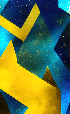 Gold and blue, turquoise abstract design illustration. Golden and glitter luxury minimalist interior...