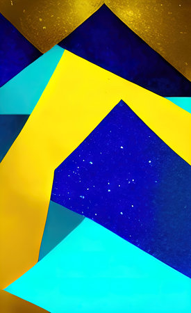 Gold and blue, turquoise abstract design illustration. Golden and glitter luxury minimalist interior...