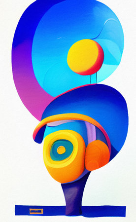 Inspired by Picasso abstract art painting. Surreal geometric portrait. Cubism style modern abstraction canvas print, poster, shirt design. Isolated on white background impressionの写真素材