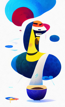 Inspired by Picasso abstract art painting. Surreal geometric portrait. Cubism style modern abstraction canvas print, poster, shirt design. Isolated on white background impressionの写真素材