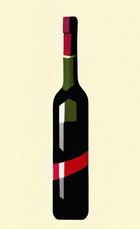 Creative design illustration of bottle. Digital art. Little surreal abstract form bottle. Wall decoration print, poster, canvas. Template for invitation, card, label background.の写真素材