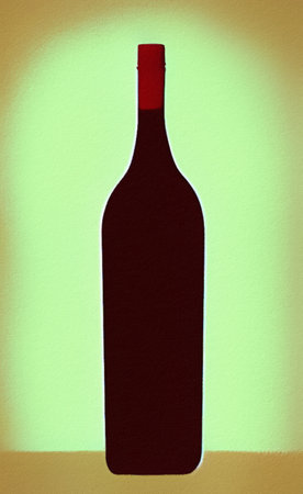 Creative design illustration of bottle. Digital art. Little surreal abstract form bottle. Wall decoration print, poster, canvas. Template for invitation, card, label background.の写真素材