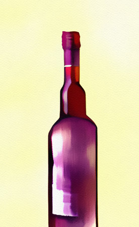 Creative design illustration of bottle. Digital art. Little surreal abstract form bottle. Wall decoration print, poster, canvas. Template for invitation, card, label background.の写真素材