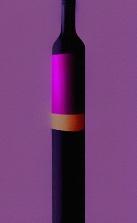 Creative design illustration of bottle. Digital art. Little surreal abstract form bottle. Wall decoration print, poster, canvas. Template for invitation, card, label background.の写真素材