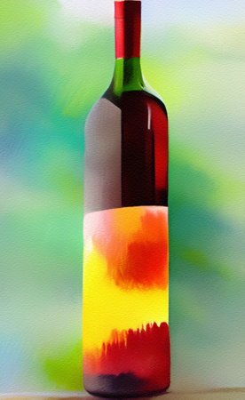 Creative design illustration of bottle. Digital art. Little surreal abstract form bottle. Wall decoration print, poster, canvas. Template for invitation, card, label background.の写真素材