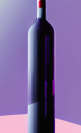 Creative design illustration of bottle. Digital art. Little surreal abstract form bottle. Wall decoration print, poster, canvas. Template for invitation, card, label background.の写真素材